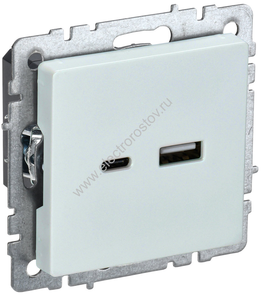 IEK BRITE BASE Жемчуг Розетка USB A+C 18Вт РЮ11-1-БрЖ