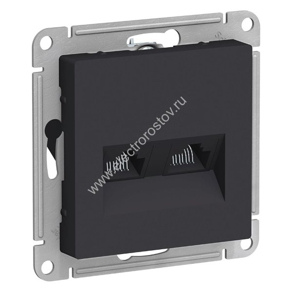 AtlasDesign Карбон Розетка компьютерная 2-ая RJ45+RJ45, кат. 5е Schneider Electric