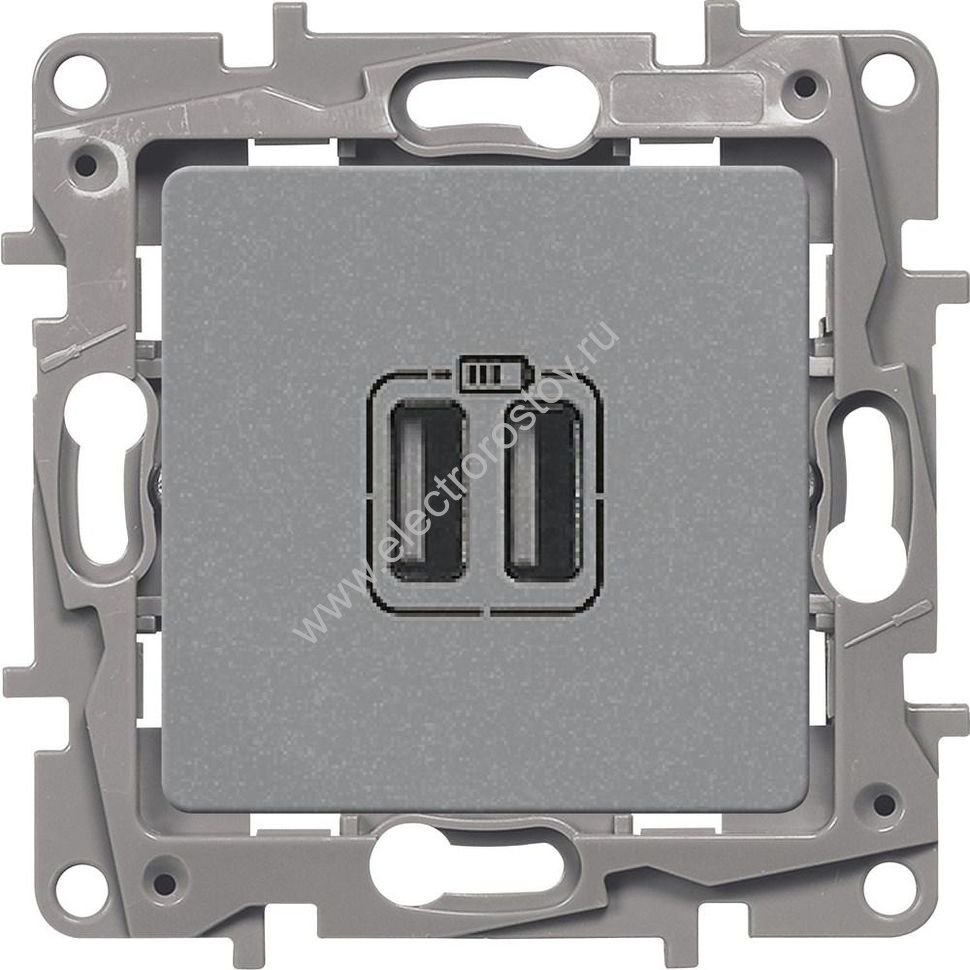 Etika Алюминий Зарядное устройство с USB разъемами A-C Legrand