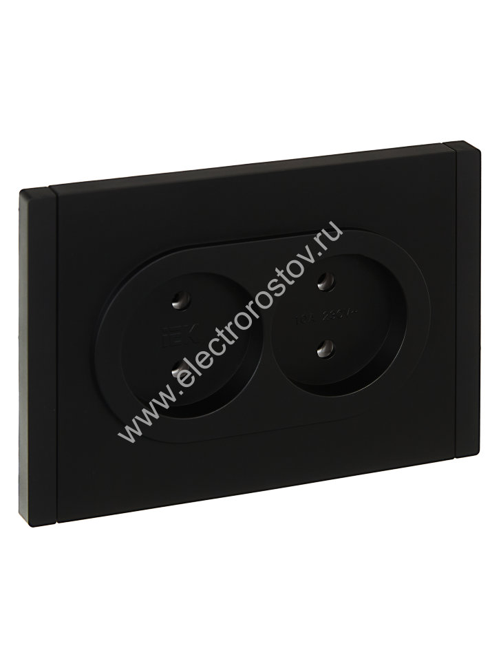 IEK FORTE&PIANO Черный Розетка 2-я б/з безвинтовое крепление 10А FP126
