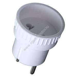 Адаптер - переходник без заземления белый 6А 250В белый Smartbuy