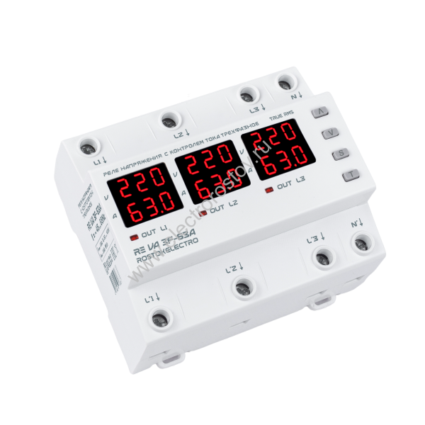 Реле контроля трехфаз. напряжения (с током) VA3F-63A ROSTOKELECTRO