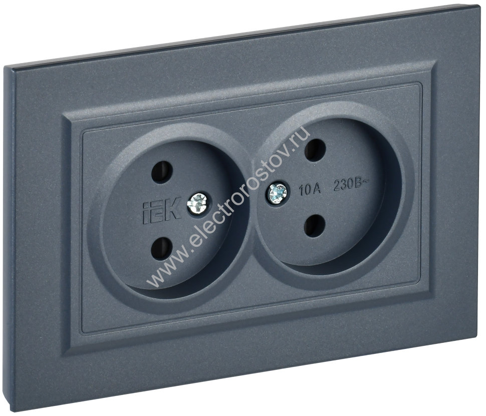 IEK BRITE Маренго Розетка 2-я без з/к с з/ш 10А в сборе РСш12-2-БрМ