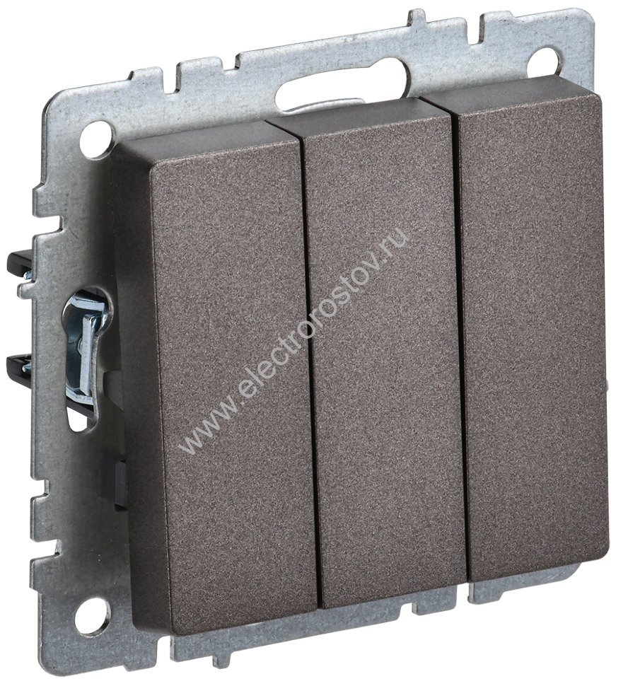 IEK BRITE BASE Темн.бронза Выключ. 3-кл 10А ВС10-3-0-БрТБ
