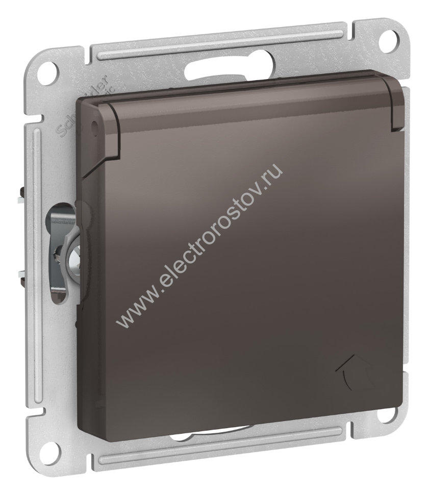 AtlasDesign Мокко Розетка 1-ая с/з со шторками, с крышкой Schneider Electric