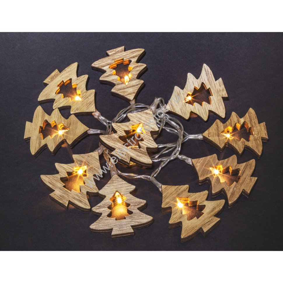 Гирлянда NGF-D009-10WW-2AA-деревянные звездочки Navigator