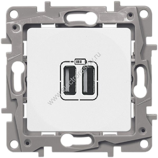Etika Белый Зарядное устройство с USB разъемами A-C Legrand