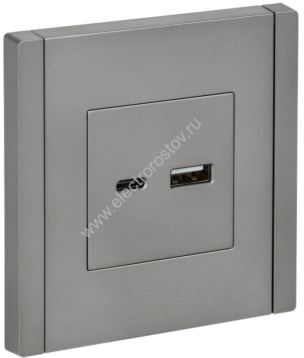 IEK FORTE&PIANO Сталь Розетка USB A+C 18Вт FP551