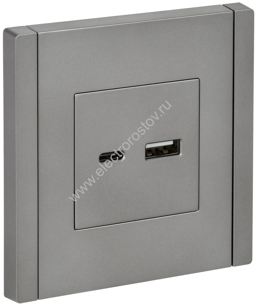 IEK FORTE&PIANO Сталь Розетка USB A+C 18Вт FP551