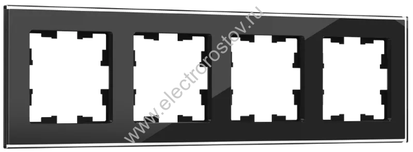 IEK BRITE DECOR Черный глянец стекло Рамка 4-м РУ-4-2-БрЧ