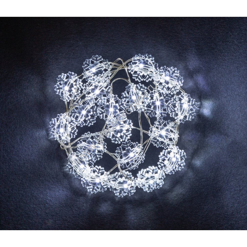 Гирлянда NGF-DM001-20СW-2AA-белые снежинки Navigator