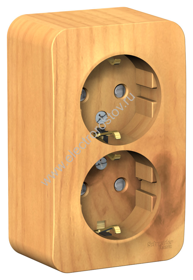 Blanca наруж Ясень Розетка 2-ая с/з со шторками 16А, 250В, изолир. пластина Schneider Electric