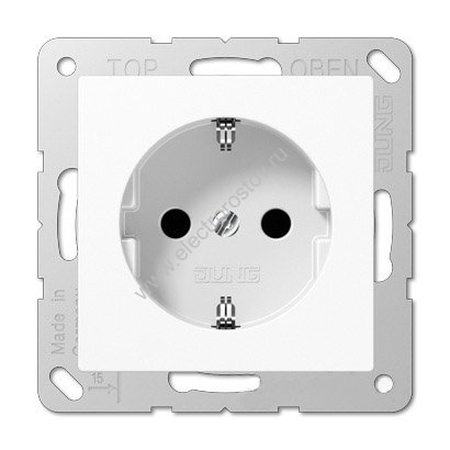 JUNG EcoProfi Белая Розетка 1-ая с/з литая со шторками