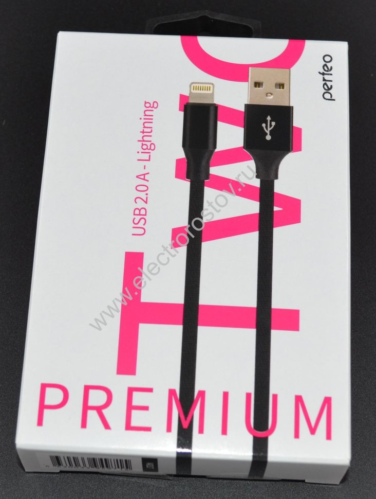 Шнур USB A - iPhone Lightning 2м в тканевой оплетке Perfeo