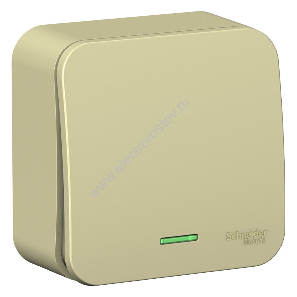 Blanca наруж Бежевый Переключатель 1-клавишный (cх.6) с подсветкой, изолир. пластина 10А,250B Schnei