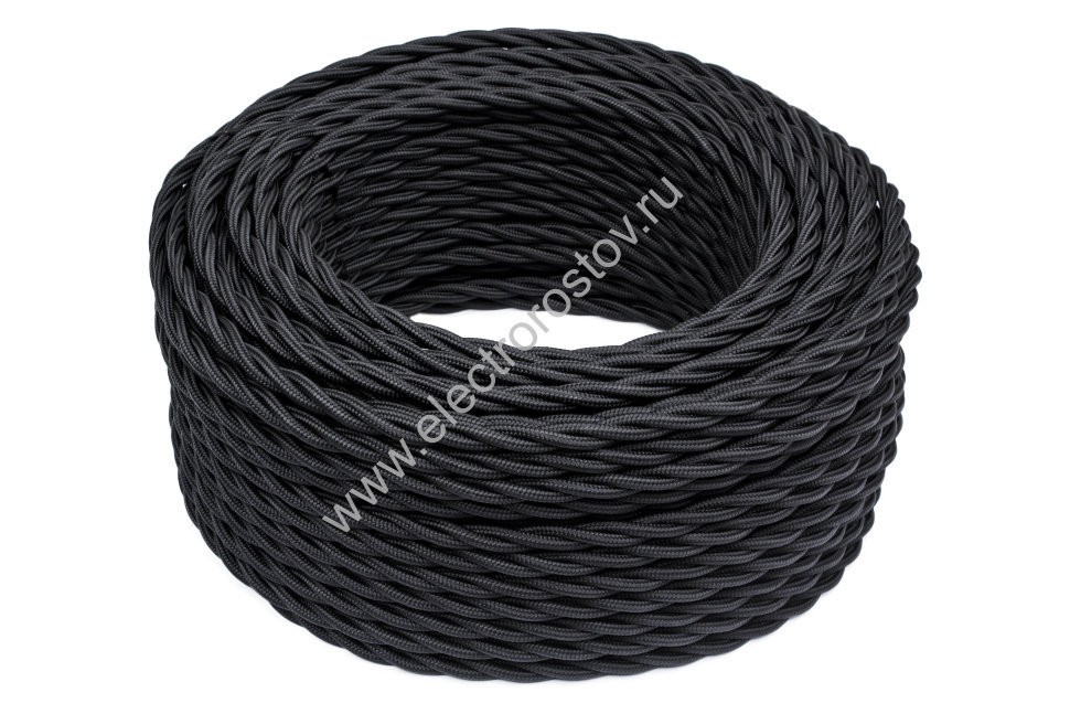 Витой провод 3*1,5, черный, матовый 50м