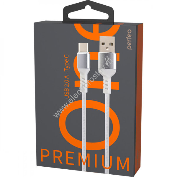 Шнур USB A - Type-C 1м в тканевой оплетке Perfeo