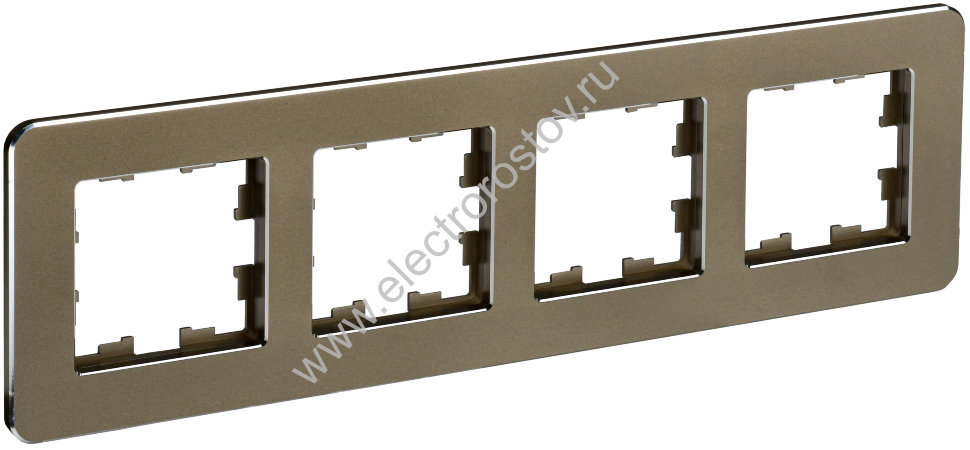IEK BRITE DECOR Латунь металл. скругл.угол Рамка 4-м РУ-4-1-Бр RE
