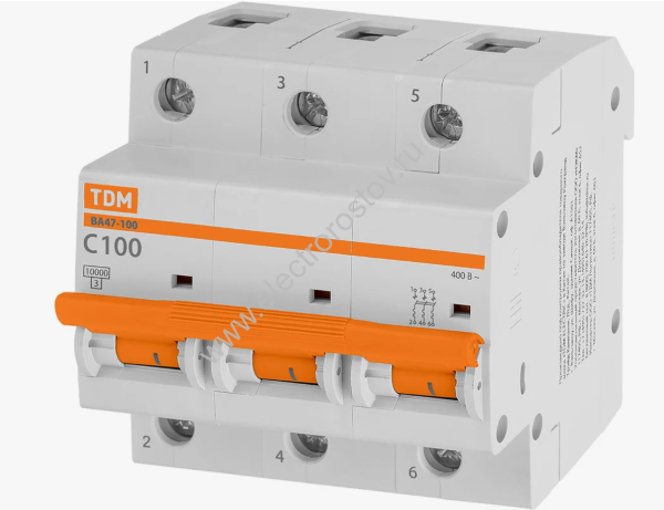 ВА 47-100 Автоматический выключатель 3Р C100 10кА TDM