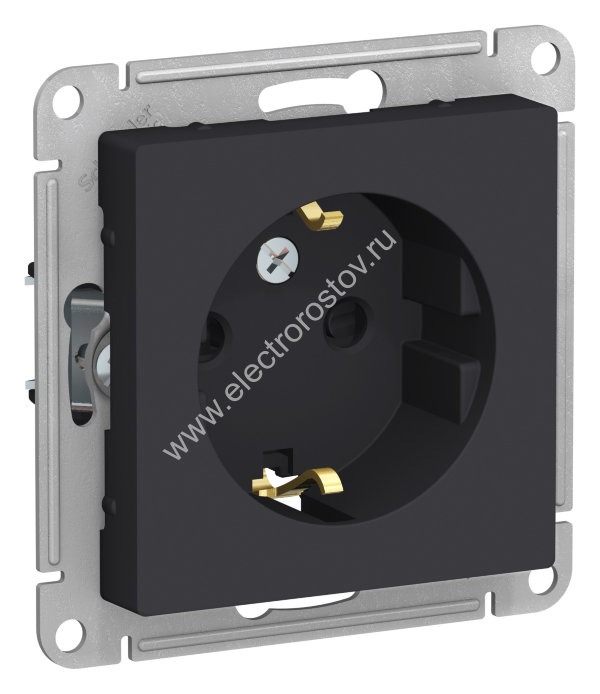 AtlasDesign Карбон Розетка 1-ая с/з со шторками Schneider Electric