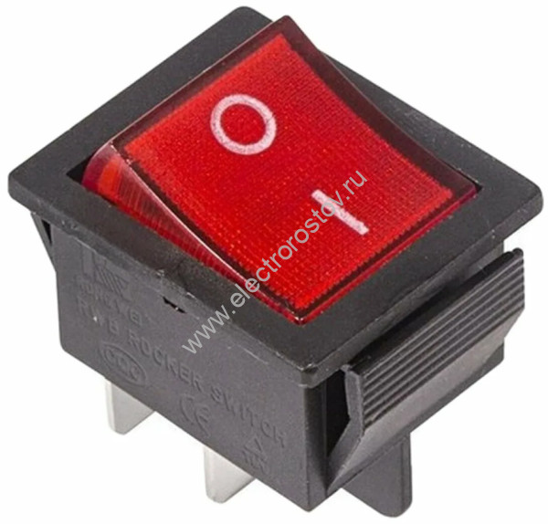 Клавишный выключатель 250V 16А (4с) ON-OFF красный с подсветкой REXANT