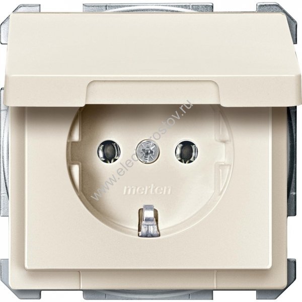 Merten Antique Кремовый глянцевый Розетка 1-ая с крышкой Schneider Electric