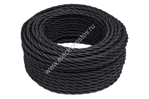 Витой провод 3*1,5, черный, матовый 150м