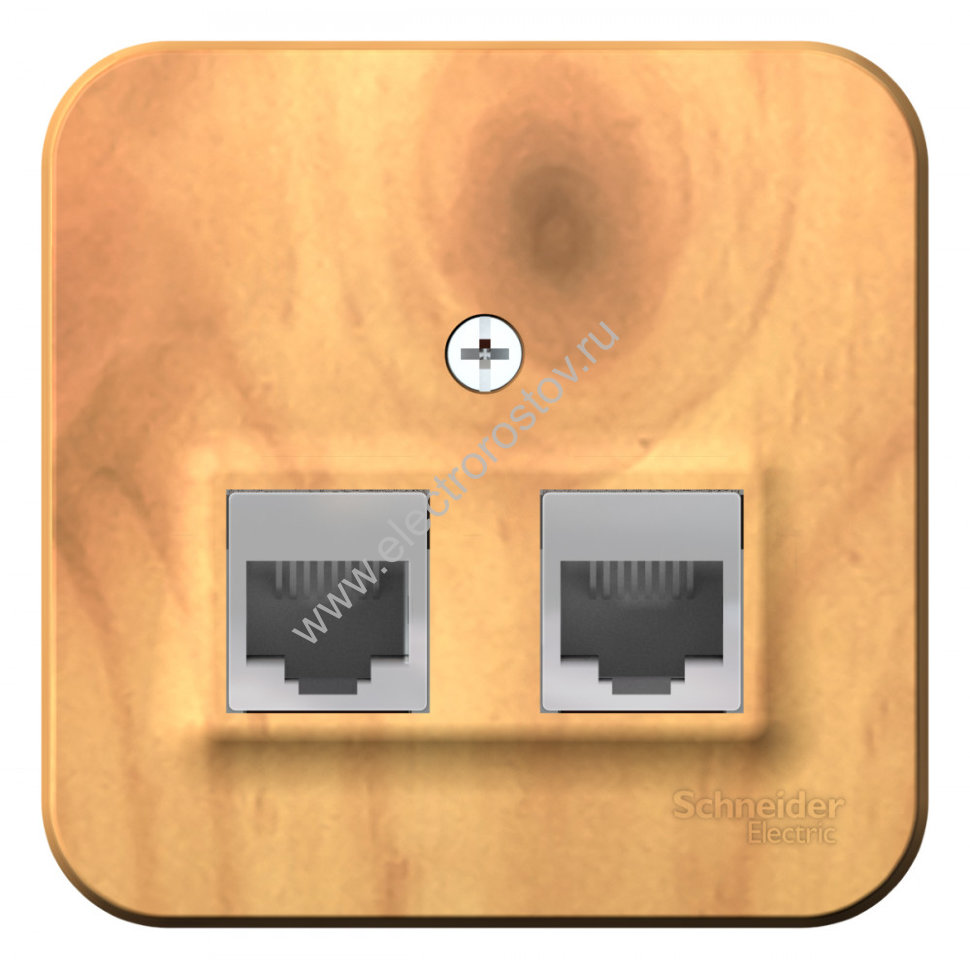 Blanca наруж Ясень Розетка 2-ая ТЛФ/КОМП, RJ45+RJ11, кат.5E, изолир. пластина Schneider Electric
