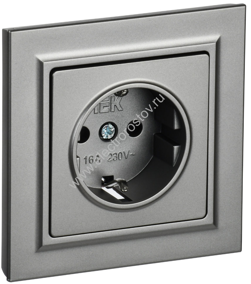 IEK BRITE Сталь Розетка с з/к/ш 16А в сборе РСР14-1-0-БрС