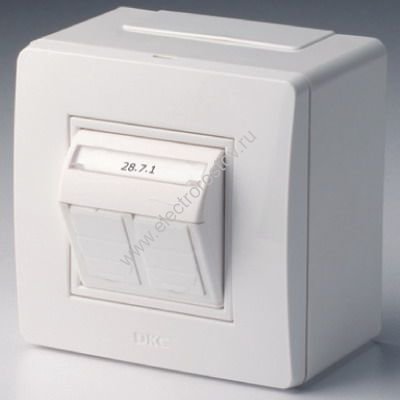DKC Коробка в сборе с 2 розетками RJ45, кат.5е  (телефон / компьютер), коричневая