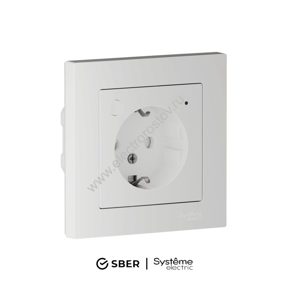 SBER Systeme Electric AtlasDesign Smart Белый Розетка с заземл., со шт., Zigbee, L+N, 16А, мех.