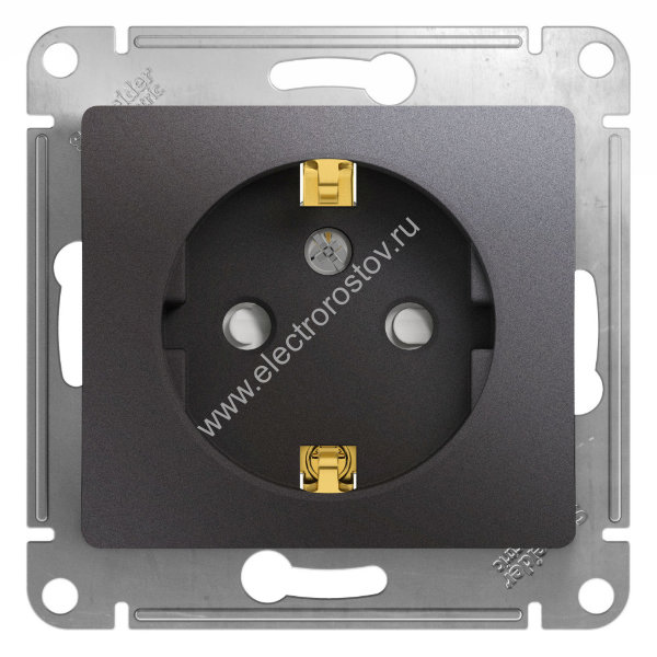 Glossa Графит Розетка 1-ая с/з с защитными шторками Schneider Electric