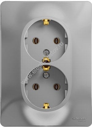 Glossa Алюминий Розетка 2-ая с/з Schneider Electric