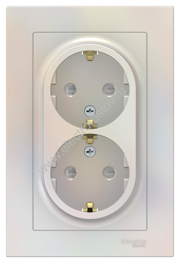 AtlasDesign Жемчуг Розетка 2-ая с/з со шторками Schneider Electric