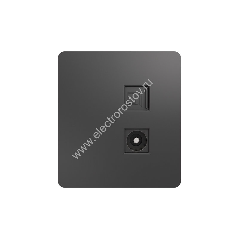 KRANZ ROUND Розетка компьютерная RJ45 кат6 + TV с/у титан, с 1-пост. рамкой