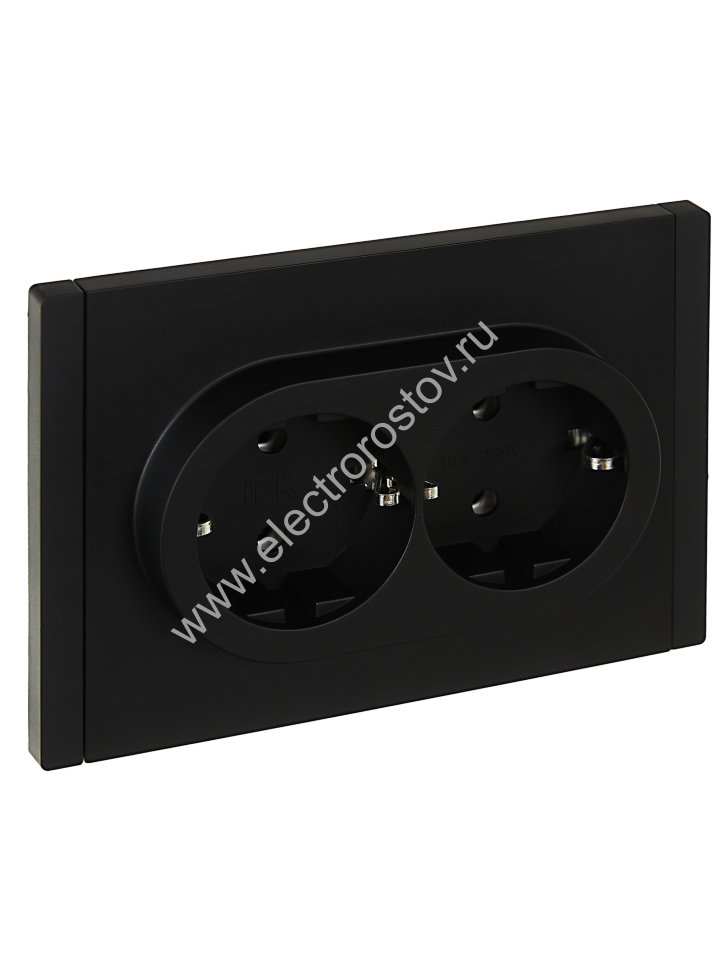 IEK FORTE&PIANO Черный Розетка 2-я с/з безвинтовое крепление 16А FP124