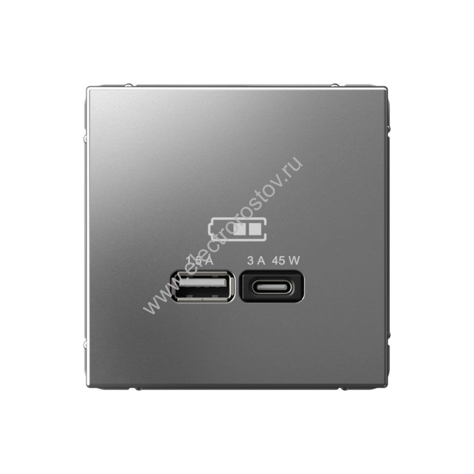 Systeme Electric ArtGallery Сталь USB Розетка A + тип-C 45Вт высокоскор.заряд. QC, PD, механизм 