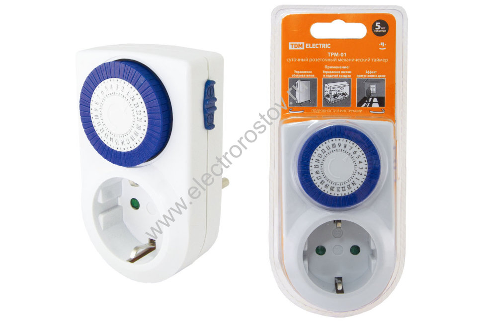Таймер розеточный ТРМ-01-30мин/24ч-16А TDM