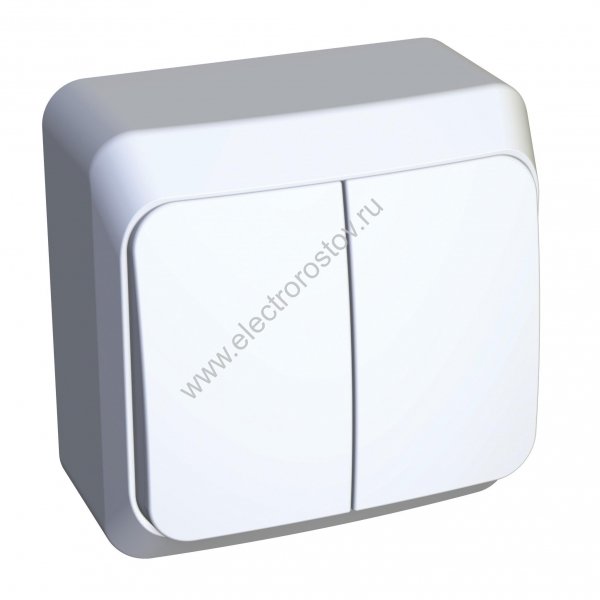Этюд Белый Выключатель 2-клавишный с подсветкой Schneider Electric