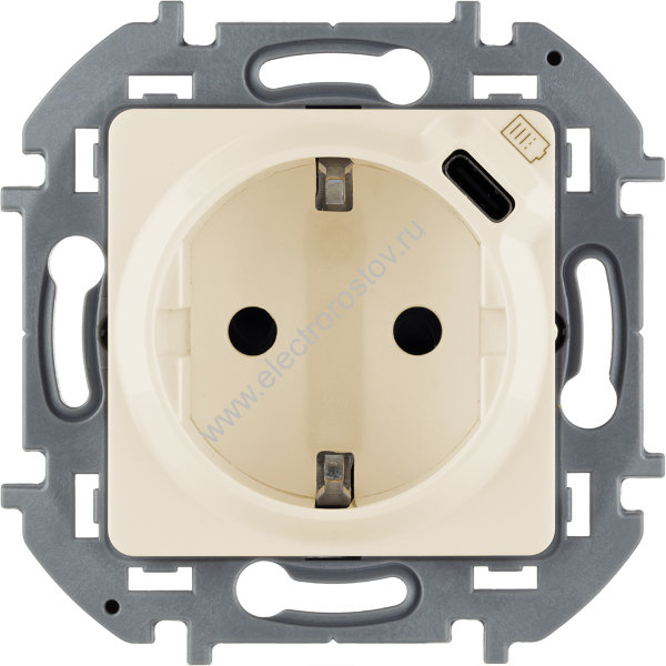 INSPIRIA Слоновая кость Розетка с заземлением немецкий стандарт 16А 250В со встроенным зарядным устройством USB C 1.5А 5В Legrand