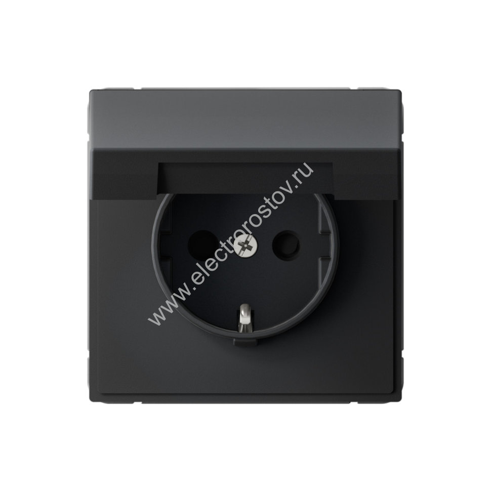 Systeme Electric ArtGallery Карбон Розетка с заземл. со шторк. с крышкой, 16А, IP20, механизм 