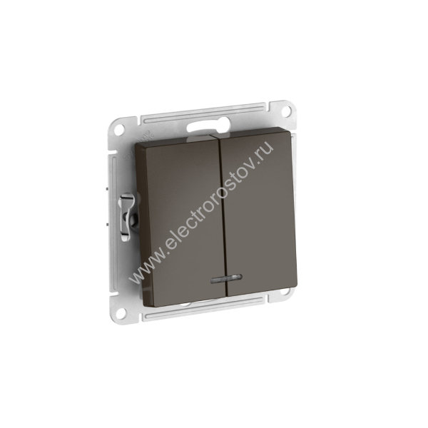 AtlasDesign Мокко Выключатель 2-клавишный с подсветкой с быстрозажим. клеммами Schneider Electric