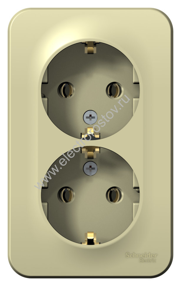Blanca наруж Бежевый Розетка 2-ая с/з без шторок, изолир. пластина 16А, 250В Schneider Electric
