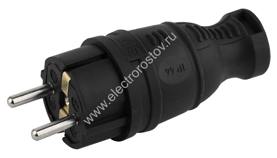 Вилка прямая каучук 2P+E 16А 250В IP44 ЭРА