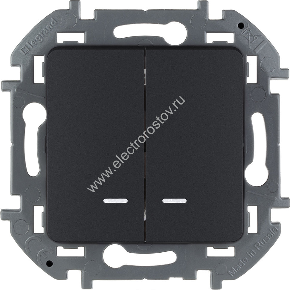 INSPIRIA Антрацит Выключатель двухклавишный с подсветкой/индикацией Legrand