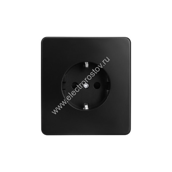 KRANZ ROUND Розетка 1-ая с/з с/у, со шторками 16А оникс, с 1-пост. рамкой