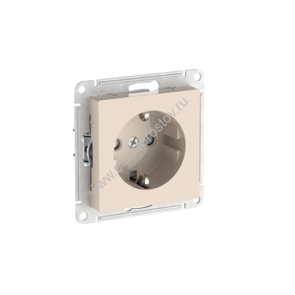 AtlasDesign Беж Розетка 1-ая с/з со шторками с быстрозажим. клеммами Schneider Electric