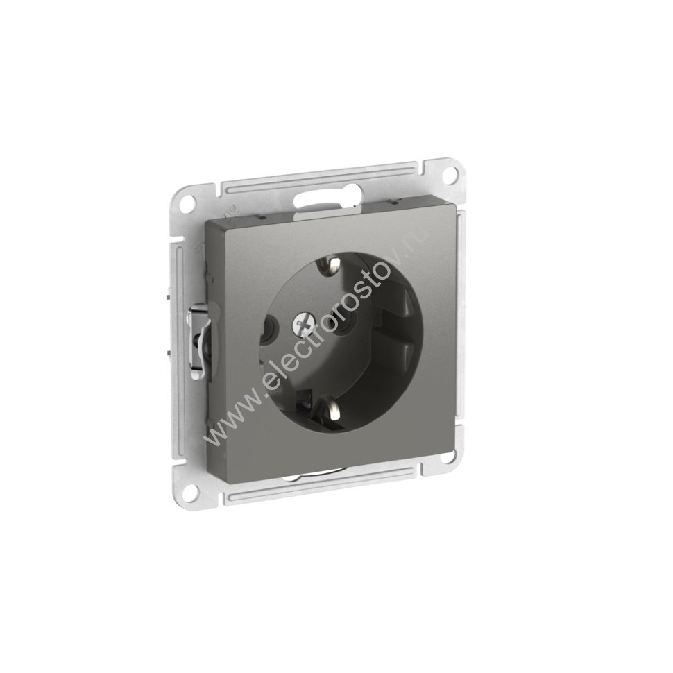 AtlasDesign Сталь Розетка 1-ая с с/з с быстрозажим. клеммами Schneider Electric