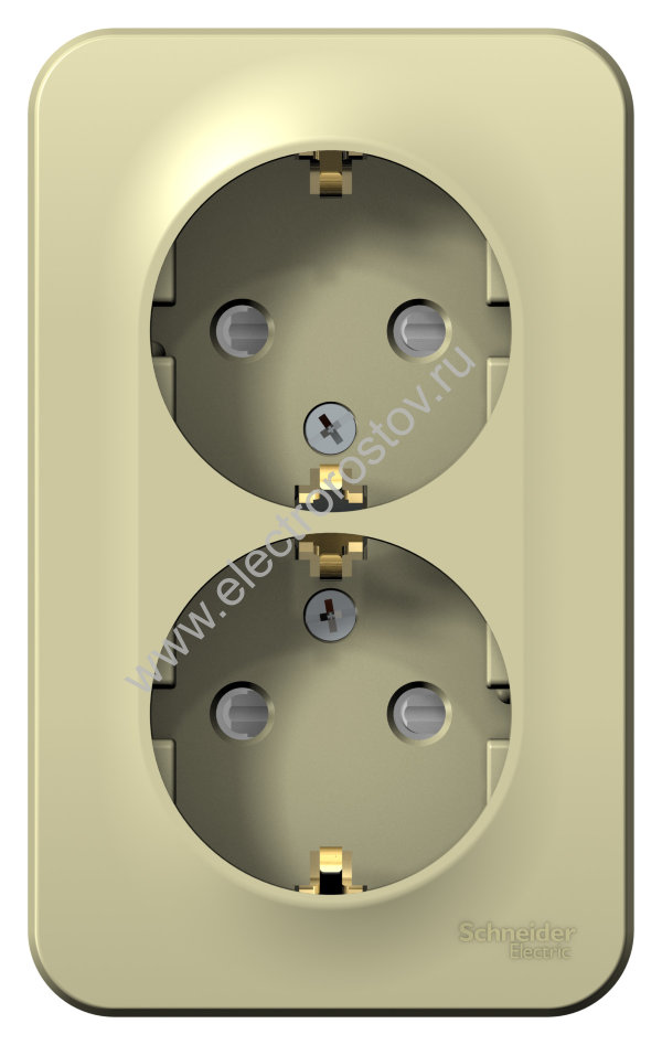 Blanca наруж Бежевый Розетка 2-ая с/з со шторками, изолир. пластина 16А, 250В Schneider Electric