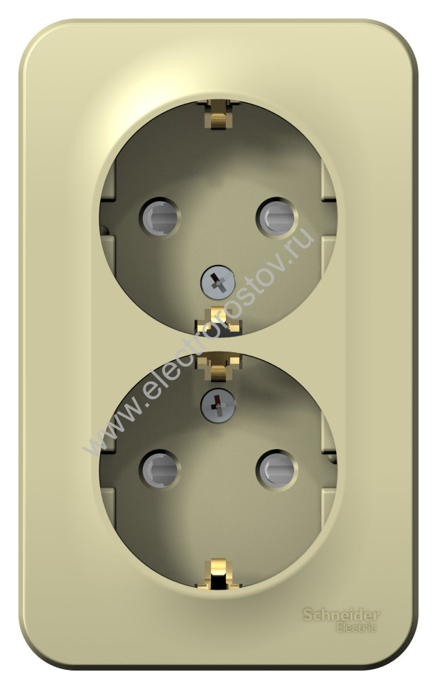 Blanca наруж Бежевый Розетка 2-ая с/з со шторками, изолир. пластина 16А, 250В Schneider Electric